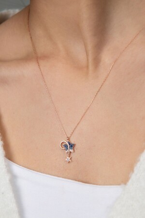 Women's Color Flowing Shooting Star Model 925 Sterling Silver Necklace - Elika Silver