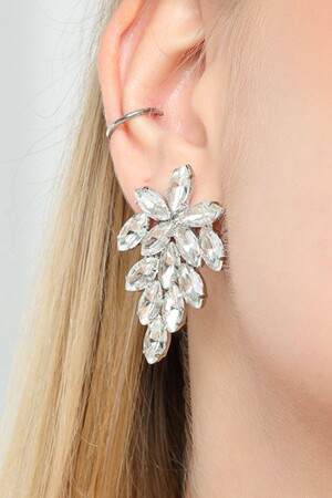 Women's Comet Zircon Stone Model Diamond Diamond Silver Evening Dress Wedding Engagement Promise Party Prom Earrings FR172 Star Bridal Engagement Earrings - Furtek Aksesuar