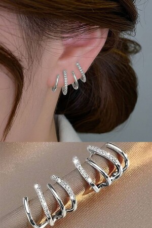 Women's Earrings Silver Tone Zircon Stone - Diloshtrend Design