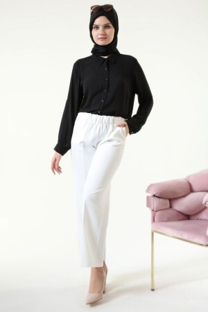 Women's Fully Elastic Waist Wide Leg Hijab Trousers - Helya