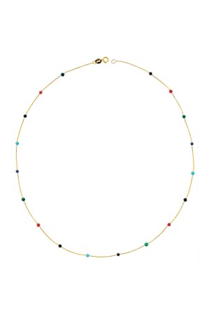 Women's Gold Colored Stone Row Necklace DM0035 - Glorria