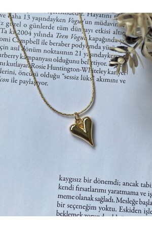 Women's Gold Plated Bombe Heart Necklace New Trend Heart Necklace Balloon Heart Necklace - Fiamoss