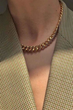 Women's Gold Plated Large Size Thick Chain Necklace - Bers Aksesuar