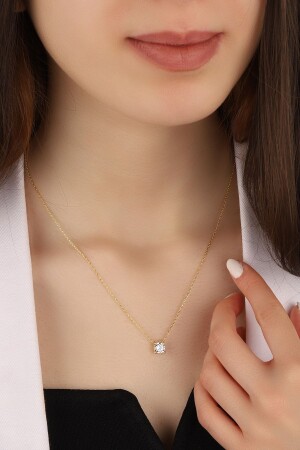 Women's Gold Plated Solitaire 925 Sterling Silver Necklace KLLB000002 - Lia Berto
