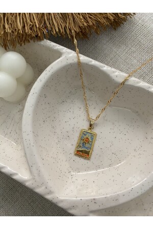 Women's Gold Plated The Sun Tarot Card Plate Necklace - Fiamoss