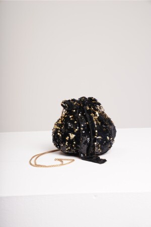 Women's Gold Sequined Bag 009837382 - yumabag