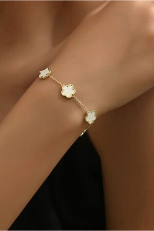 Women's Gold White Clover Bracelet - Monalisatoka