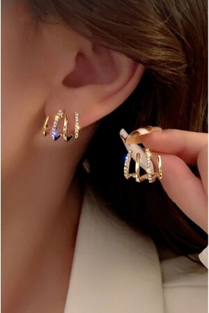 Women's Gold Zicron Stone Design Earrings - Monalisatoka