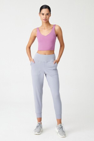 Women's Gray High Waist Jogger Sweatpants Joggers - Los Ojos