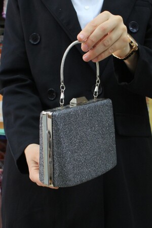 Women's Gray Simlikum Evening Dress - Clutch Evening Bag - Roza Canta