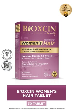 Womens Hair 30 Tablet - Keratin Kolajen Biotin Çinko Demir Selenyum Dul Avrat L Sistein Saç Vitamini - Bioxcin