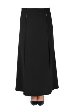Women's Hijab Long 6 Piece Ribbed Black Skirt I-S2456 - IMREGYM