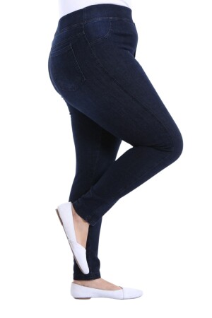 Women's Jeans Pants, Full Lycra Elastic Waist High Waist Large / Small Size - K. Navy blue - Azem