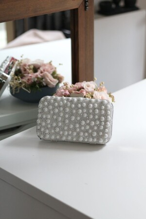 Women's Large Round Pearl and Stone Detailed Evening Bag - Moom Bag