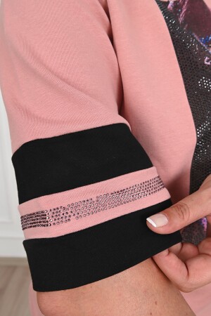 Women's Large Size Crew Neck Visual Printed Short Sleeve Tracksuit Set 8014-23 - Koza Butik