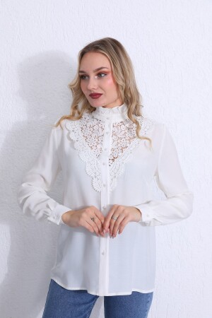 Women's Large Size Flush Lace Evening Dress Fabric Shirt G0026 - Loom Boutique