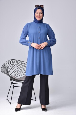Women's Large Size Hijab Tunic Buttoned Ayrobin Fabric - Ferace