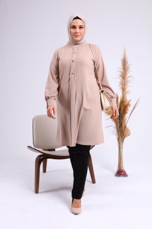 Women's Large Size Hijab Tunic Buttoned Ayrobin Fabric - Ferace