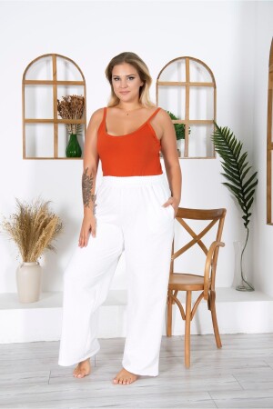 Women's Large Size Oversize Two Thread White Sweatpants Xl /2xl /3xl /4xl /5xl 6xl Mybn02 - Myben