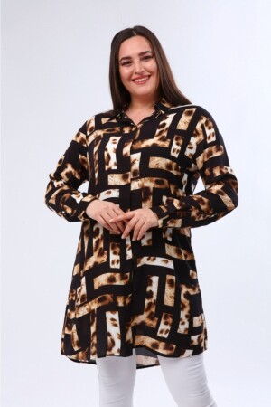 Women's Large Size Patterned Shirt - Nehir Tekstil