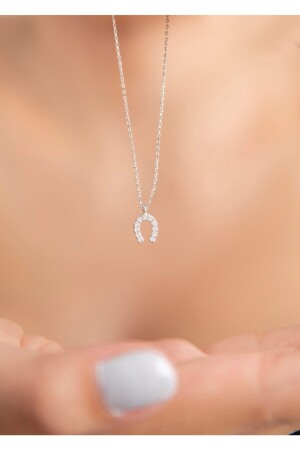 Women's Lucky Horseshoe 925 Sterling Silver Necklace - Elika Silver