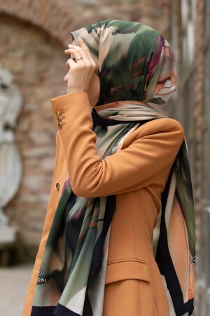 Women's Luxury Medina Silk Shawl Benetton Green - Copper - Vissona