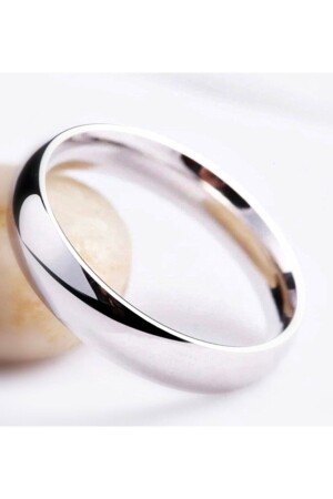 Women's Men's 4 Mm Convex Engagement Ring 925 Sterling Real Tarnish Stainless Silver Wedding Ring - Rasyonel Lazer