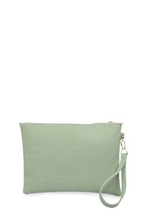 Women's Mint Green Written Hand Strap Portfolio Clutch Bag - Bagfoni