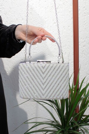 Women's Mother of Pearl Triangle Stone Evening Dress Evening Bag - Roza Canta
