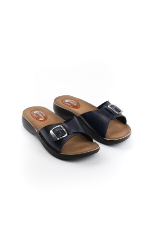 Women's Navy Blue Gel Heel Spur Slippers - Gezer