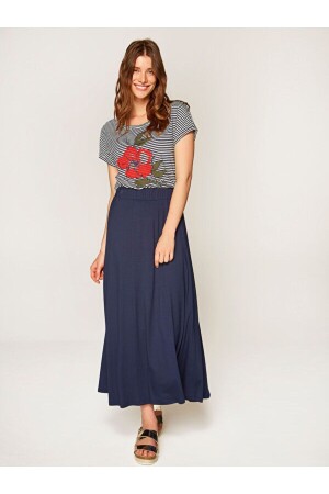 Women's Navy Blue Maxi Length Skirt - Faik Sönmez