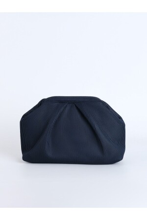 Women's Navy Blue Pleated Clutch Hand Bag - Heybe's