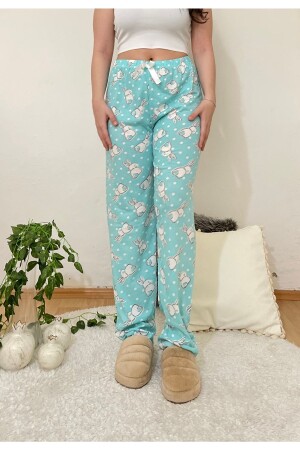 Women's Pajama Bottoms Large Rabbit Green with Ribbon - Betimoda