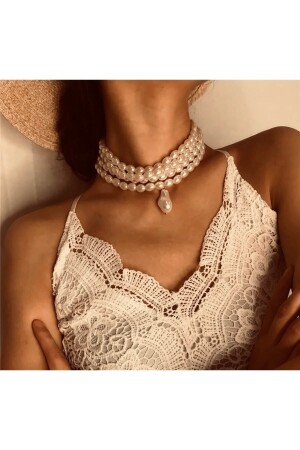 Women's Pearl Necklace with Real Pearl Pendant PIC - babel