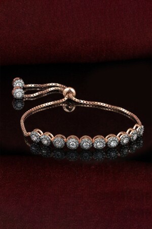 Women's Pink 925 Sterling Silver Diamond Model Elevator Bracelet - Else Silver