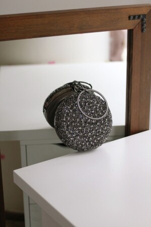 Women's Platinum Stone Round Chain Evening Bag MB000498 - Moom Bag