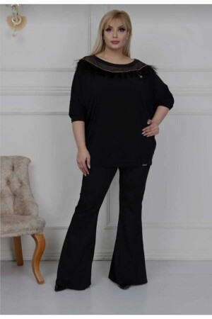 Women's Plus Size Black Spanish Leg Firming Tights - Modadnz