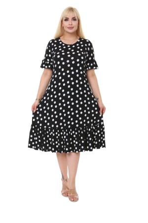 Women's Plus Size Ruffled Pocket Small Polka Dot Dress - Melsay