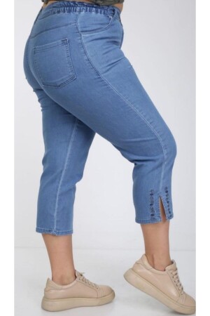 Women's Plus Size Waist Elastic Mother Denim Capri - Haimoda