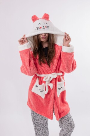 Women's Powder Embroidered Hooded Wellsoft Plush Dressing Gown - Mariva Home