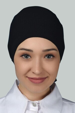 Women's Practical Seamless Laced Non-Slip Hijab Combed Cotton Bonnet Black - Altobeh