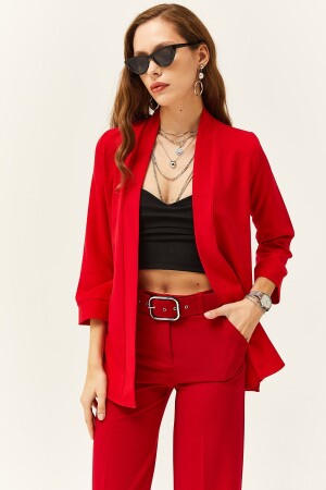 Women's Red Shawl Collar Atlas Jacket CKT-19000139 - Olalook
