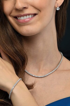 Women's Rhinestone Zircon Stone Waterway Necklace And Bracelet Set - H&E Design