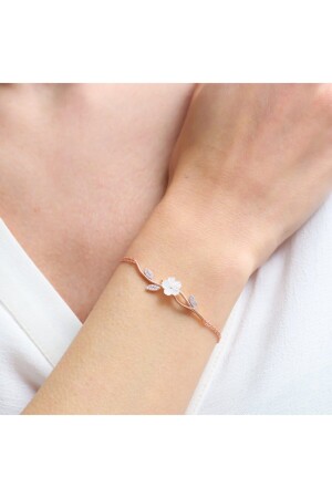 Women's Rose Color Magnolia Flower Passion Silver Bracelet - Mia Vento