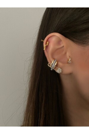 Women's Safety Pin Detailed Cartilage Earring Earcuff - Okkostore