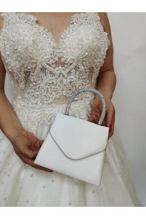 WOMEN'S SATIN PEARL OF PEARL EVENING DRESS STONE CLUTCH PORTFOLIO HAND WEDDING ENGAGEMENT EVENING BAG - Nazart