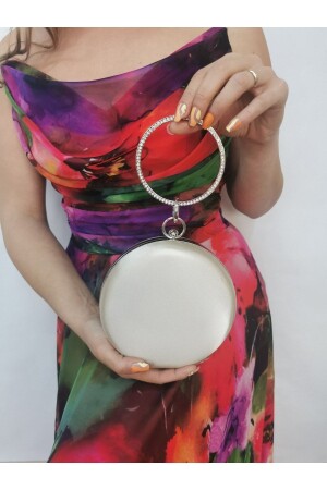 Women's Satin Skin Round Evening Dress Clutch Portfolio Bag - Nazart