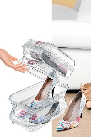 Women's Shoe Storage Box Transparent Breathable Safe 3 Pieces - Calke