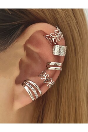 Women's Silver 5-Piece Cartilage Earring Set - Monalisatoka