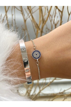 Women's Silver Color 2-Piece Combination Bracelet Set - Jenny Daphne